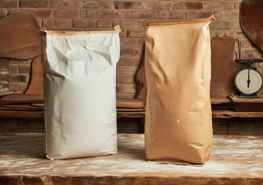 Sack closing system for secure packaging and packing in flour transport