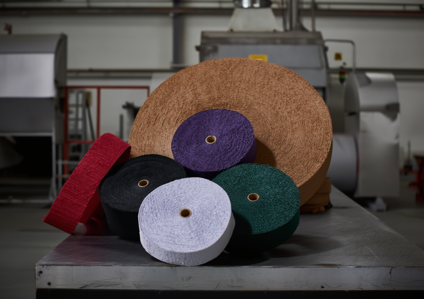 Colored crepe paper used in industrial packaging and production processes