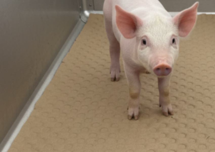 Piglets transported on embossed paper with absorbent and anti-slip properties
